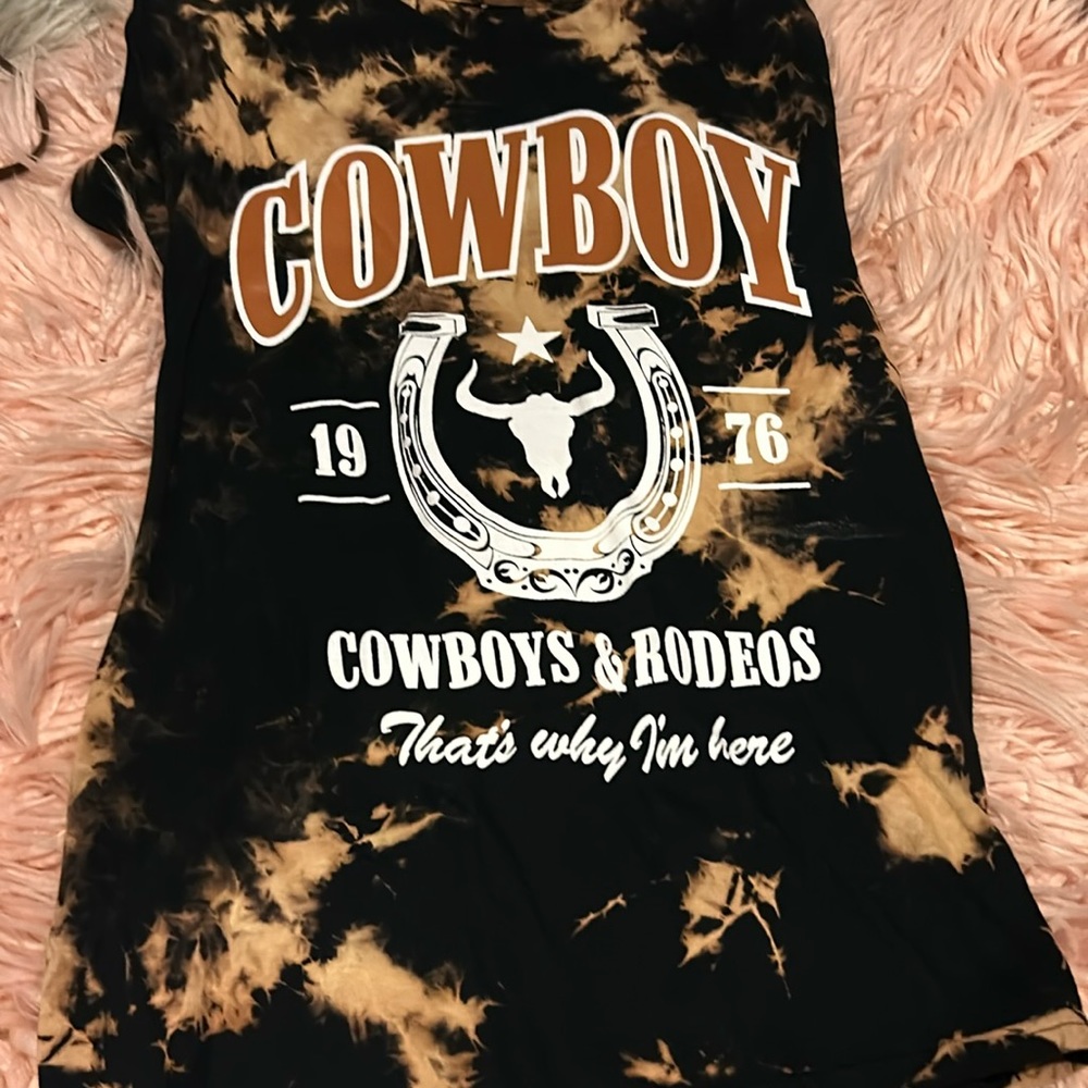Cowboy Graphic Tie-Dye Tee - Black and Tan